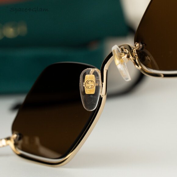 Gucci Women Sunglasses Gold Brown Geometric GG1604S 002 BRAND NEW main image 9